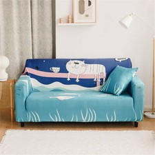 White cat Stretch Sofa Cover
