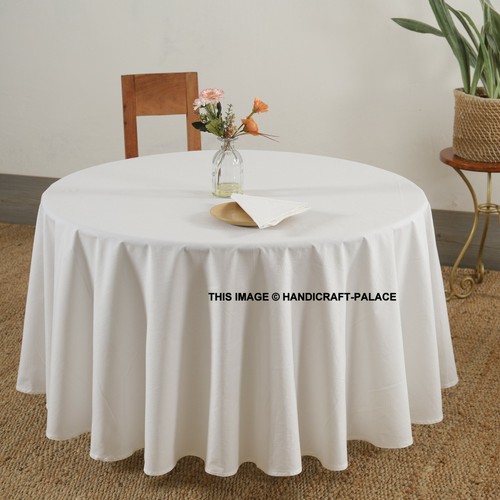 Table cloth white solid cotton - white,